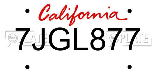 7JGL877 California License Plate