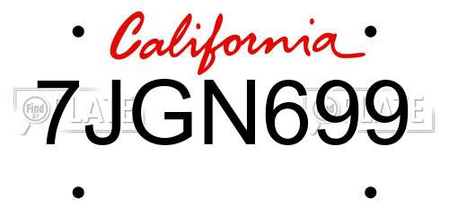 7JGN699 California License Plate