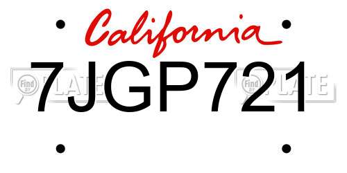 7JGP721 California License Plate