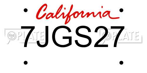 7JGS27 California License Plate
