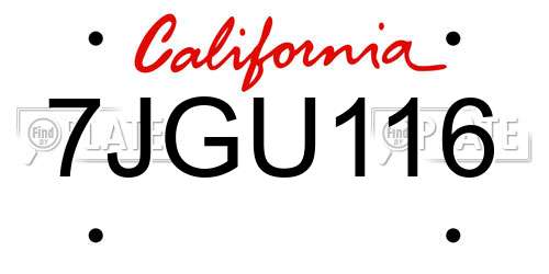 7JGU116 California License Plate