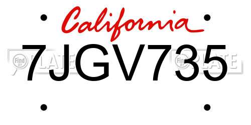 7JGV735 California License Plate