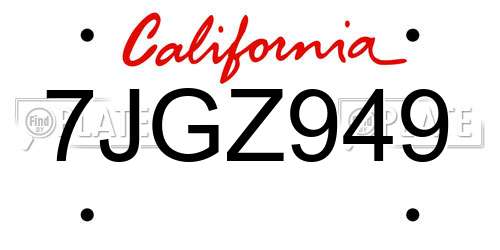 7JGZ949 California License Plate