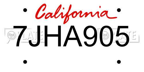 7JHA905 California License Plate