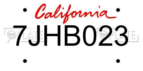 7JHB023 California License Plate