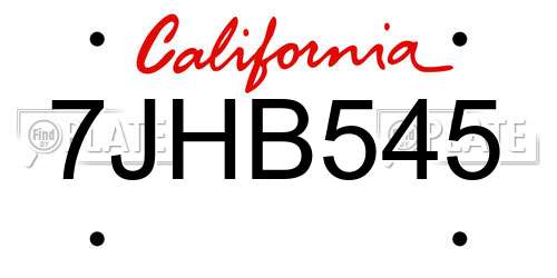 7JHB545 California License Plate