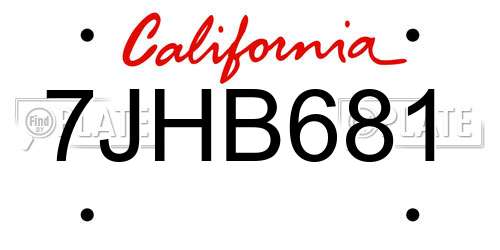 7JHB681 California License Plate