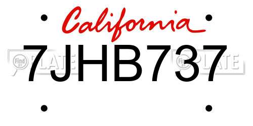 7JHB737 California License Plate