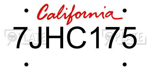 7JHC175 California License Plate