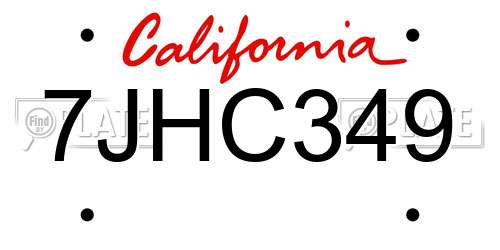 7JHC349 California License Plate