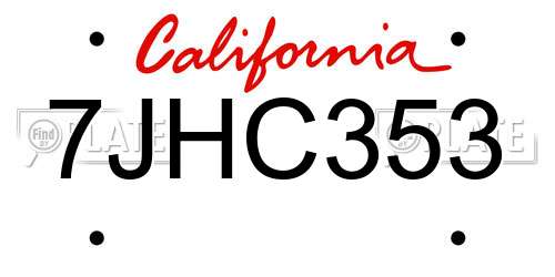 7JHC353 California License Plate