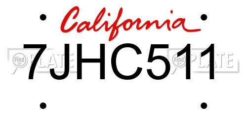 7JHC511 California License Plate