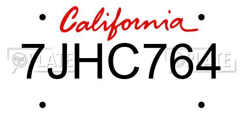 7JHC764 California License Plate