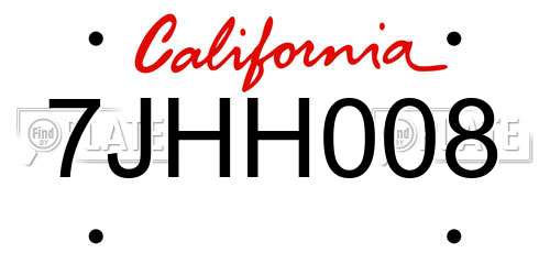 7JHH008 California License Plate