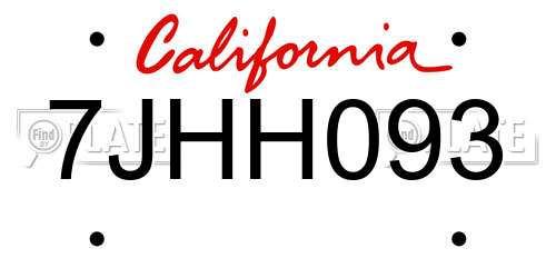7JHH093 California License Plate