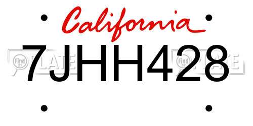 7JHH428 California License Plate
