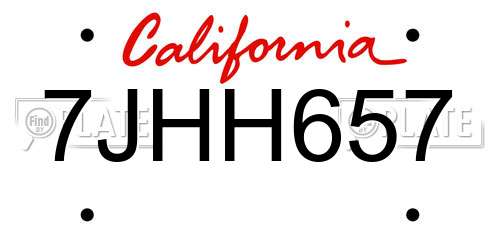 7JHH657 California License Plate
