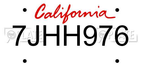 7JHH976 California License Plate