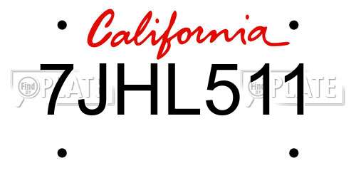 7JHL511 California License Plate