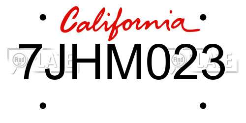 7JHM023 California License Plate
