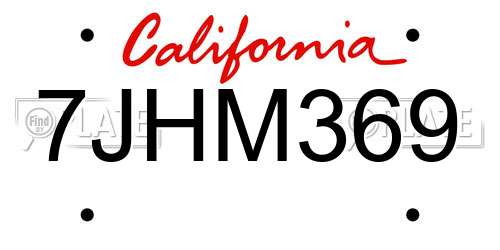 7JHM369 California License Plate