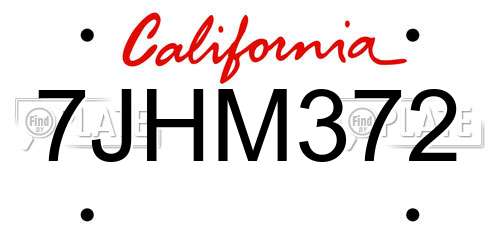7JHM372 California License Plate