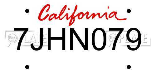 7JHN079 California License Plate