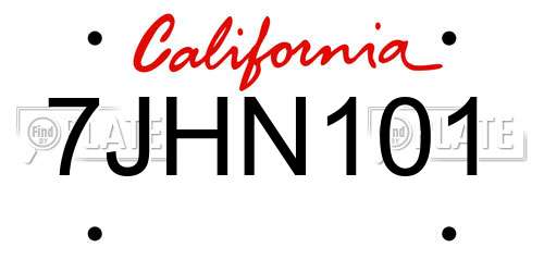 7JHN101 California License Plate