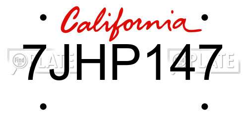 7JHP147 California License Plate
