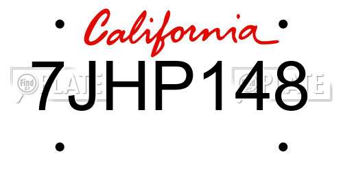 7JHP148 California License Plate