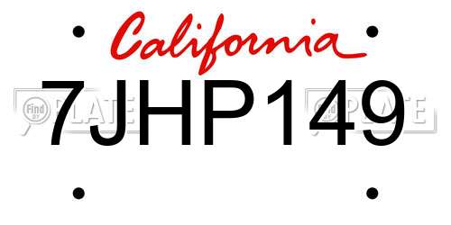 7JHP149 California License Plate