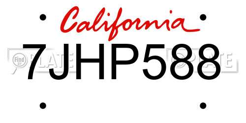 7JHP588 California License Plate