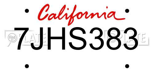 7JHS383 California License Plate