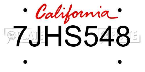 7JHS548 California License Plate