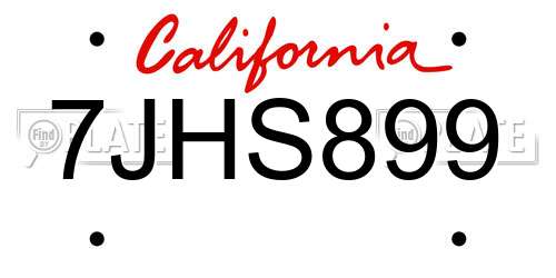 7JHS899 California License Plate
