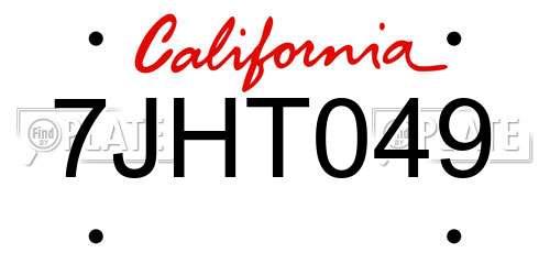 7JHT049 California License Plate