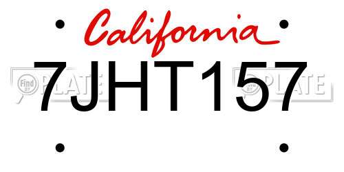 7JHT157 California License Plate