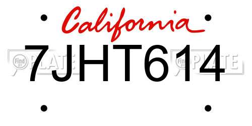 7JHT614 California License Plate