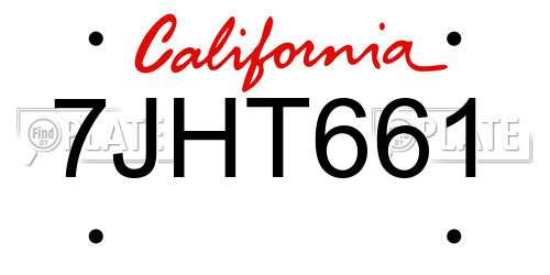 7JHT661 California License Plate