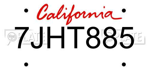 7JHT885 California License Plate