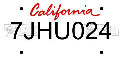 7JHU024 California License Plate