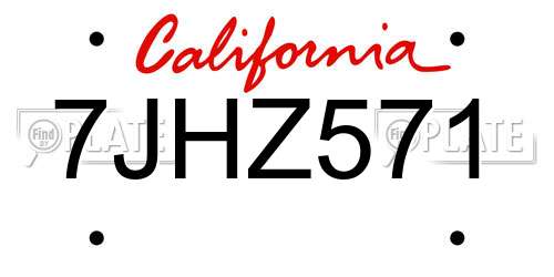 7JHZ571 California License Plate