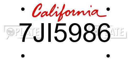 7JI5986 California License Plate
