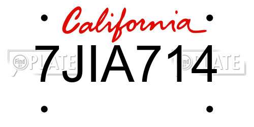 7JIA714 California License Plate