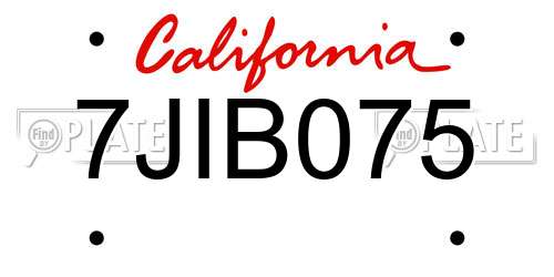 7JIB075 California License Plate