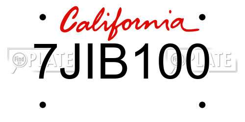 7JIB100 California License Plate