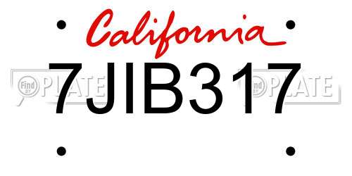 7JIB317 California License Plate