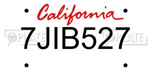7JIB527 California License Plate