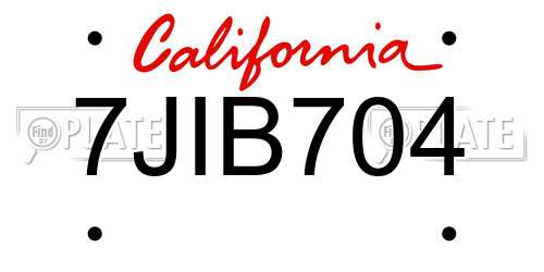 7JIB704 California License Plate