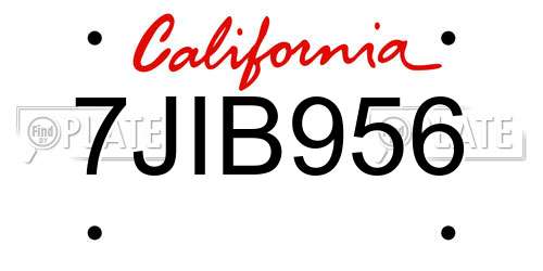 7JIB956 California License Plate